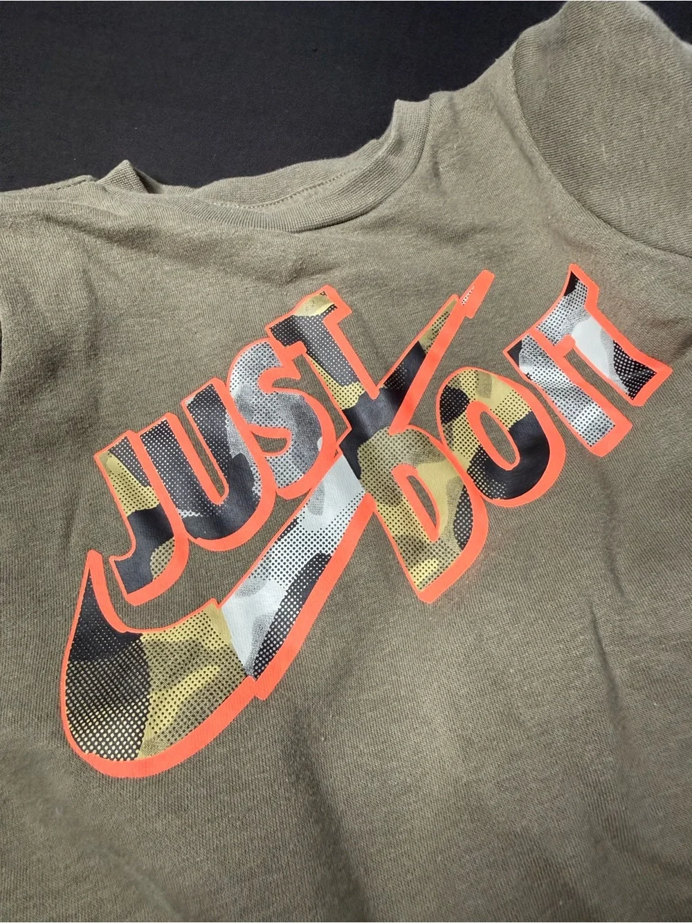 Nike Kids Olive Sweatshirt & Joggers Set with Orange Accents size 6M